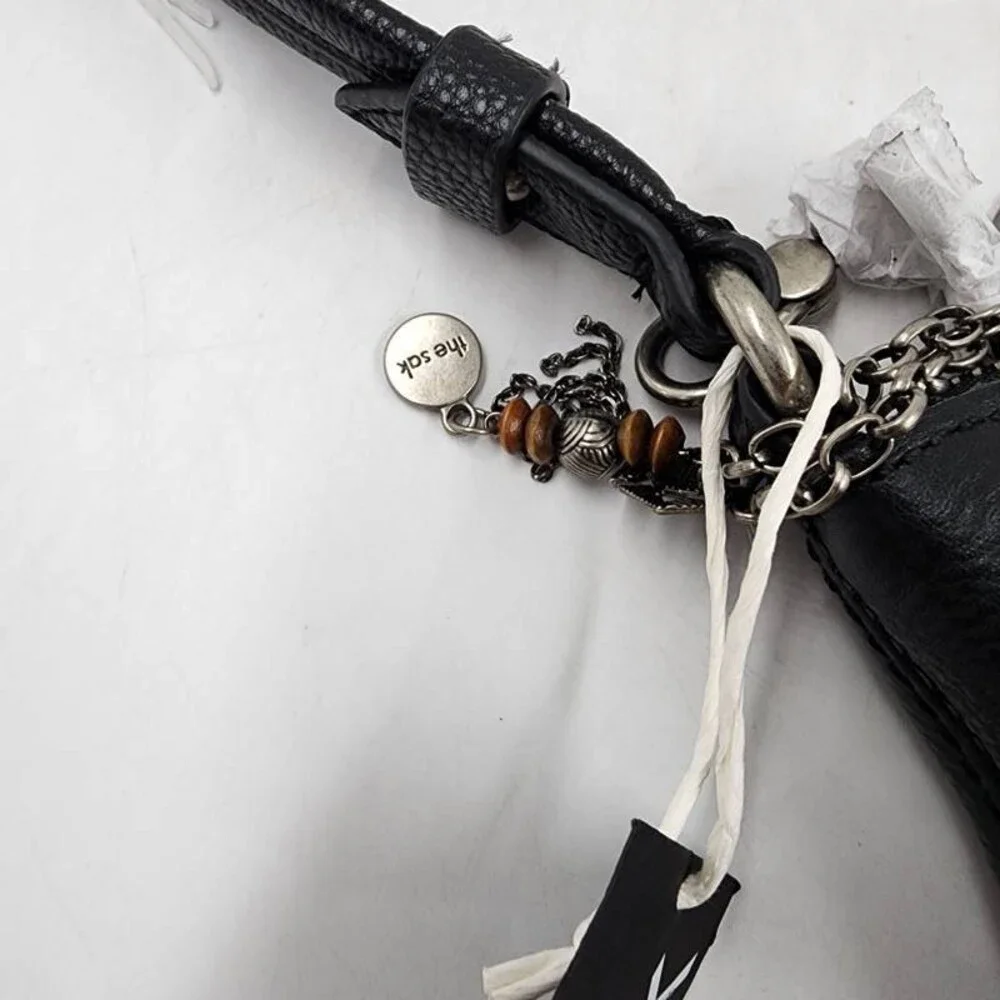 The Sak Sequoia Cow Hide Leather Hobo Bag Women's OS Black Detachable Keychain - Picture 8 of 15